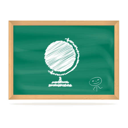 Green blackboard with chalk drawn globeのイラスト素材