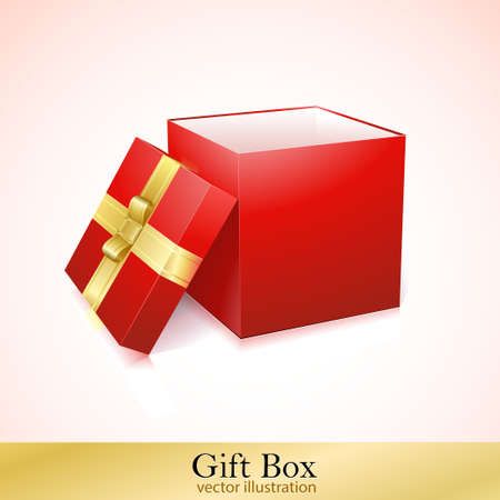 Open Red Cardboard Carton Gift Box  Illustration  Isolatedのイラスト素材