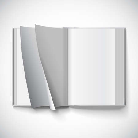 Blank open book, turn the pages, vector illustration with gradient mesh. Isolated object for design and brandingのイラスト素材