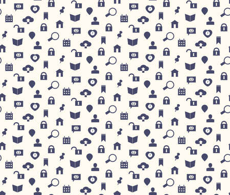 Seamless flat web icons and simbols pattern, vector for your design. Copy square to the side and you'll get seamlessly tiling patternのイラスト素材