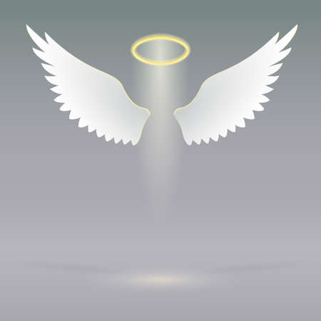 Angel wings and golden halo, futuristic background, angel design elements Angel wings and golden halo, futuristic background, angel design elements