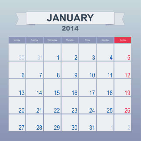 Calendar to schedule monthly. January 2014のイラスト素材