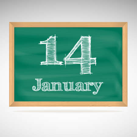 January 14, inscription in chalk on a blackboard, school boardのイラスト素材
