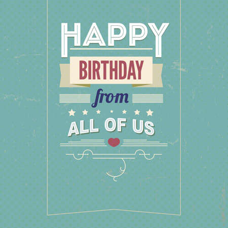 Vintage retro happy birthday card, with fonts, grunge frameのイラスト素材