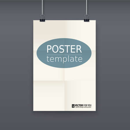 White poster template on a rope, vector. Easy to edit, for your design.のイラスト素材
