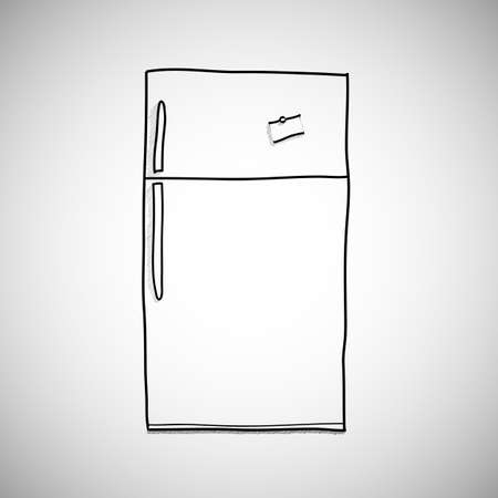 hand drawn refrigerator / vector cartoon, illustration isolated on white background. hand drawn, skecth style.のイラスト素材