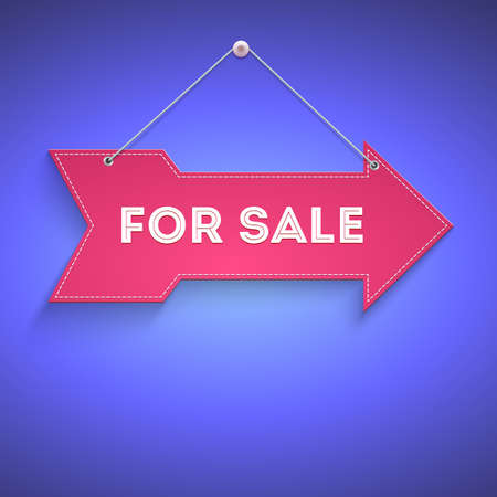 For sale, bright arrow hanging on the wallのイラスト素材
