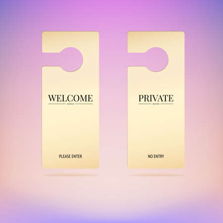 Set tag on door, welcome, private. Editable vector illustration.のイラスト素材
