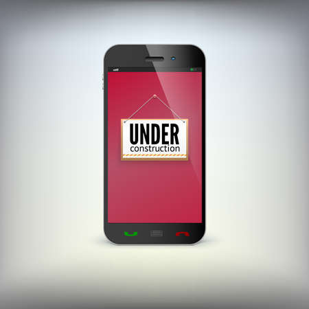 Smartphone with the tablet and the inscription under constructionのイラスト素材