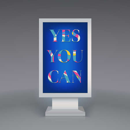 Advertising signboard with colored text Yes You Canのイラスト素材