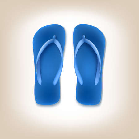 Beach Slippers Icon. Blue beach shoes, vector illustration. Isolatedのイラスト素材
