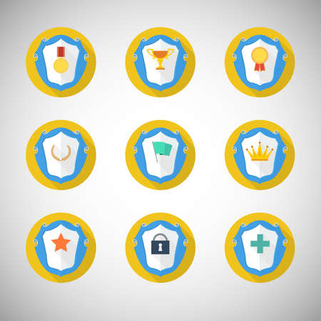 Trophy and awards icons in flat design style, symbol for your business and design presentationのイラスト素材