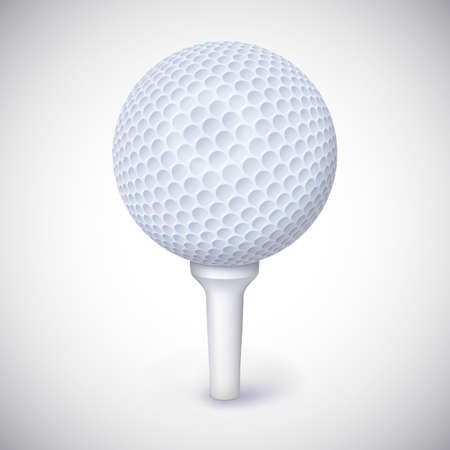 Golf ball on white tee realistic vector illustration isolatedのイラスト素材