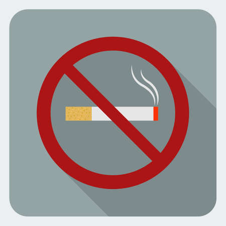 No smoking flat icon  Stop smoking symbol  Icon for public places のイラスト素材