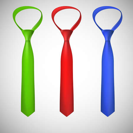 Set of colored, silk ties  Vector illustrationのイラスト素材