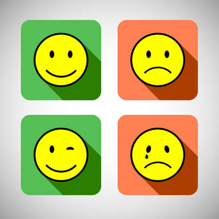 Set of basic emotions in flat icon design  Vector icons のイラスト素材