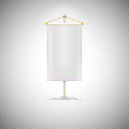White pennant or flag on chrome base with gold cordのイラスト素材