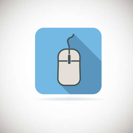 Computer mouse, flat icon with long shadow. Vector for your designのイラスト素材