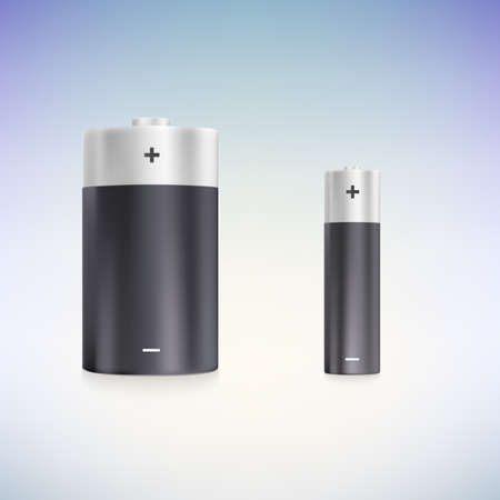 Set standard size batteries on a scale. のイラスト素材