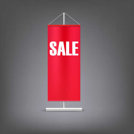 sale banner. Red advertising stand. Vector illustration. Template for design workのイラスト素材
