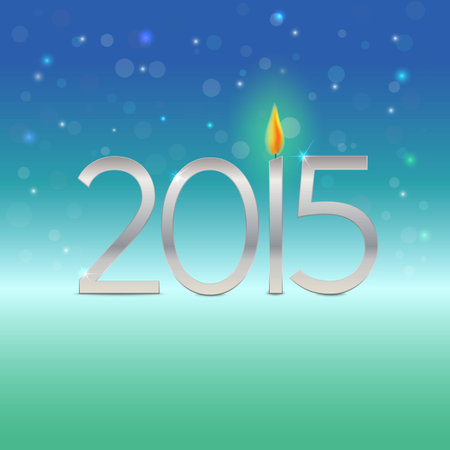 Happy new year card with candle flame and numerics 2015のイラスト素材
