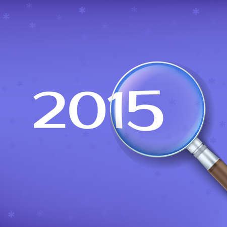 2015 zoomed on magnifier on bright background. Vector illustration.のイラスト素材