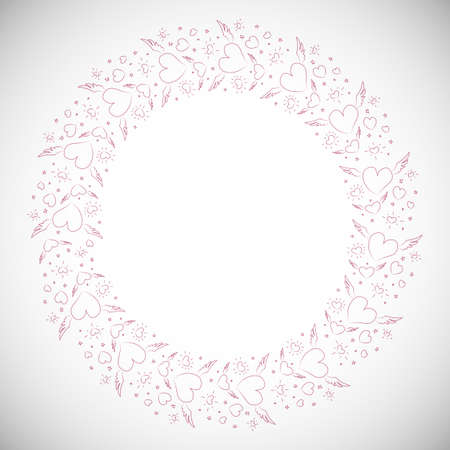 Heart border frame. Sketch vector design element for card and invitations.のイラスト素材