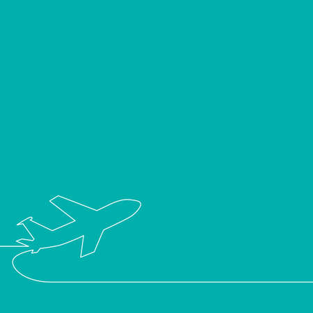 Background for start up. Plane taking off, outline vector illustration.のイラスト素材