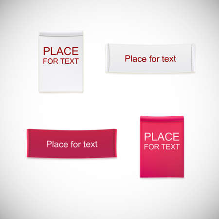 Vector realistic clothing label. Different fabric labels with stitchingのイラスト素材