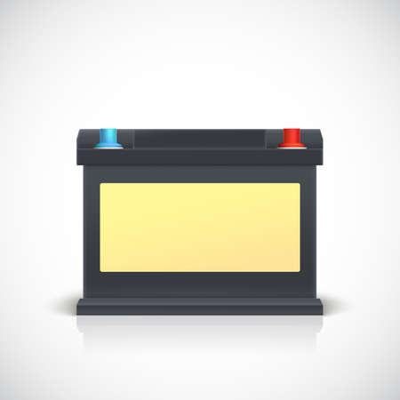 Car battery, front view. Isolated on white backgroundのイラスト素材