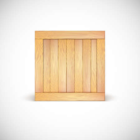 Wooden box isolated on a white background. Three-dimensional illustration, icon.のイラスト素材