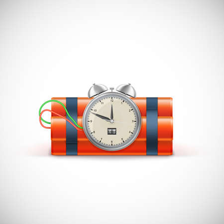 Dynamite with clock. Illustration on white background for your design and presentation.のイラスト素材