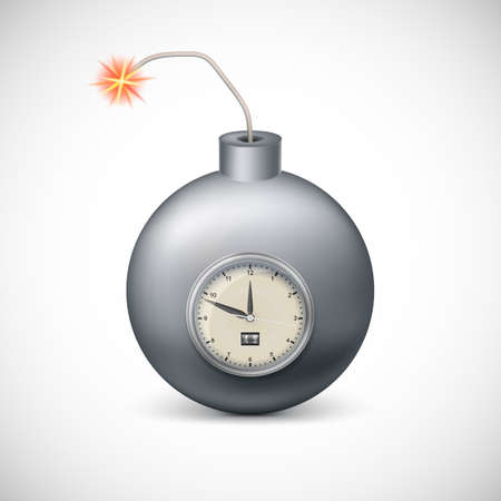 Dynamite with clock. Illustration on white background for your design and presentation.のイラスト素材