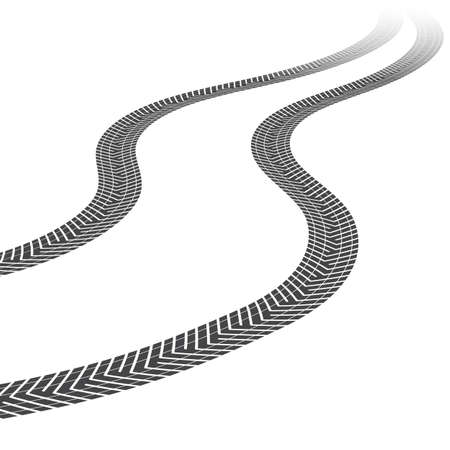 Tire tracks leading far away. Vector illustration on white backgroundのイラスト素材