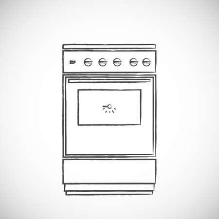 Old vintage oven, sketch vector illustration, doodle styleのイラスト素材
