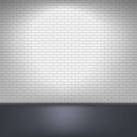 White brick wall and floor, interior background. Vector illustration.のイラスト素材
