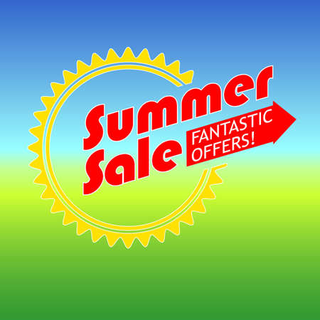 Summer sale banner with summer background. Vector illustration for your design and businessのイラスト素材