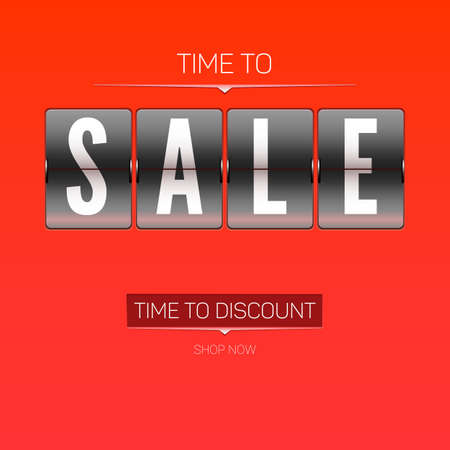 Time to discounts advertising sales on analog flip clock.のイラスト素材