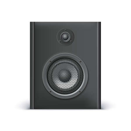 Black sound speaker on white background. Vector illustration for your design.のイラスト素材