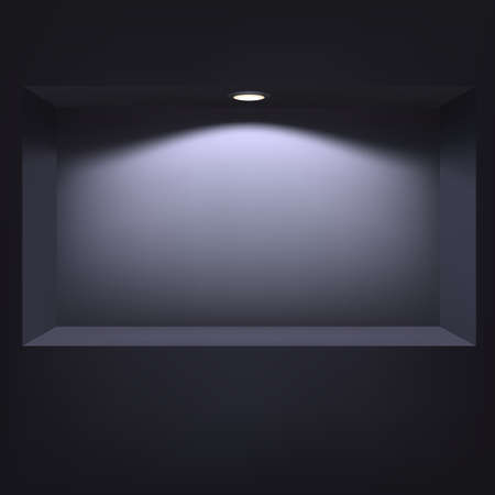 Dark niche for presentations with illuminated light. Drawn with mesh tool. Fully adjustable and scalable, vector illustration.のイラスト素材
