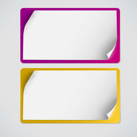 Blank sticker banner with curved corners isolated on white background. Vector illustrationのイラスト素材