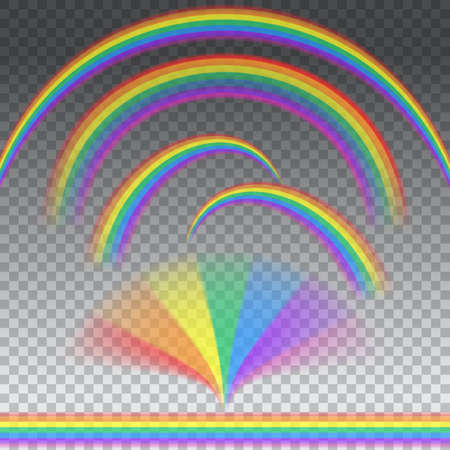 Transparent  rainbows in different shape, realistic set vectorのイラスト素材