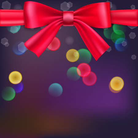 Abstract blurred background with bokeh effect and glowing colored spots. Tied with a big red bowのイラスト素材
