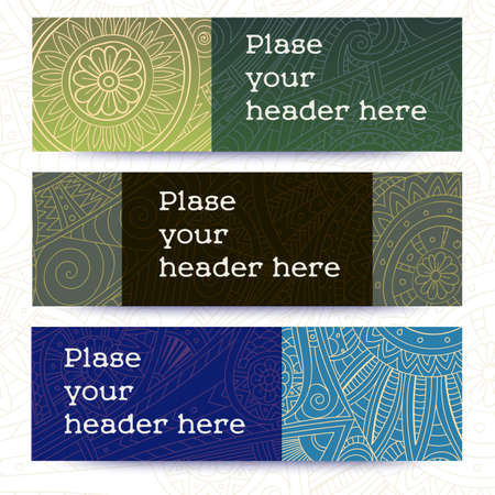 Tribal vintage ethnic banner. Hand-drawn vector doodlesのイラスト素材