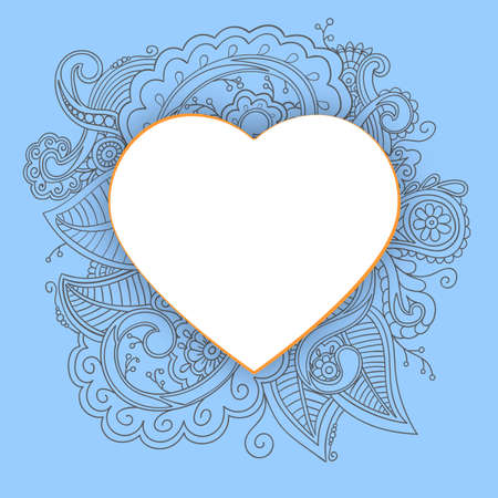 heart with doodles pattern. Tribal ethnic background.のイラスト素材