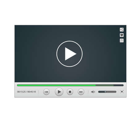 Vector video player interface template. Video player mockup on transparent background.のイラスト素材