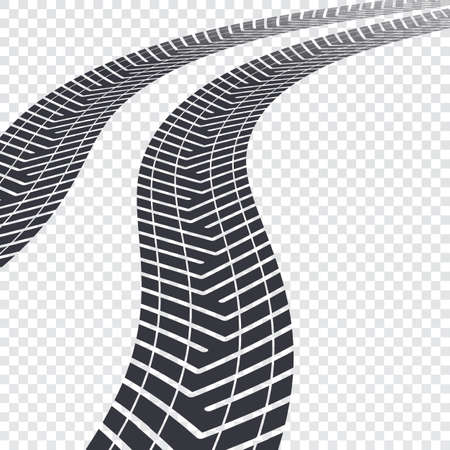 Winding tire tracks on transparent background, vector illustration for your presentation, posters, cover and other designのイラスト素材