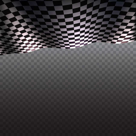 Checkered flag on transparent background, sports flag of black and white squares with place for...