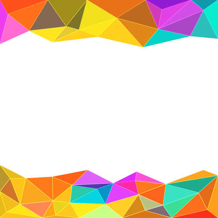 Abstract polygonal triangles background with place for text. Colorful vivid background of colored triangles with kaleidoscope effectのイラスト素材