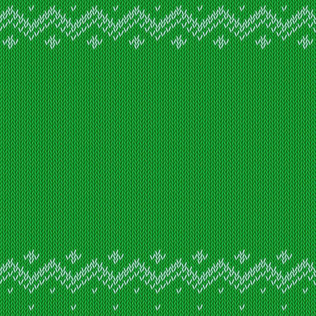 Green knitted background with classic pattern, vector editable resizable illustrationのイラスト素材